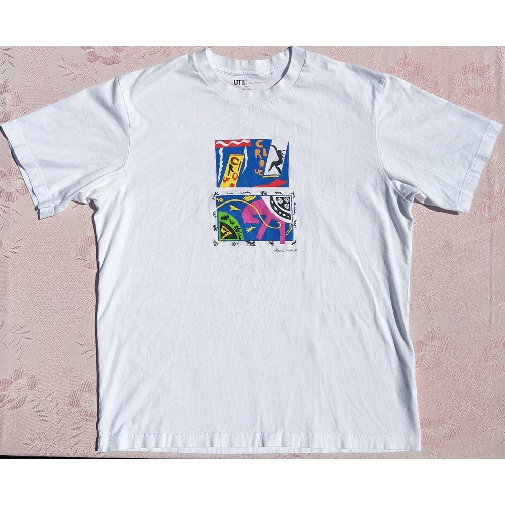 Uniqlo Henri Matisse UT T-Shirt L Graphic Art Tee White Abstract Artist Print